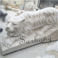 Fine Workmanship Outdoor Decoration Marble Material Stone Life Size Tiger Statue